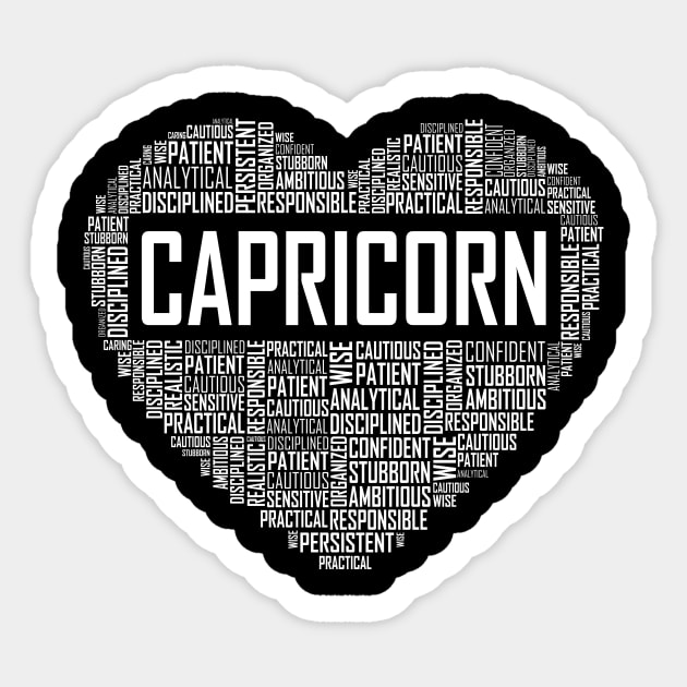 Capricorn Zodiac Heart Sticker by LetsBeginDesigns